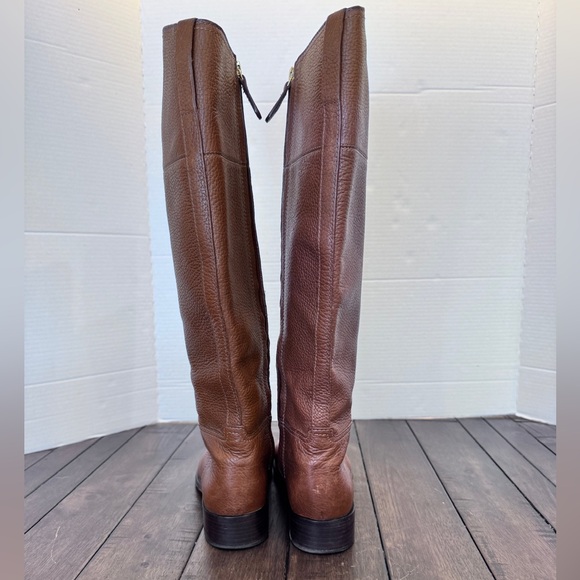 Tory Burch Women's Size 7.5 M Tall Leather Riding Boots Brown Gold Logo - Picture 4 of 16
